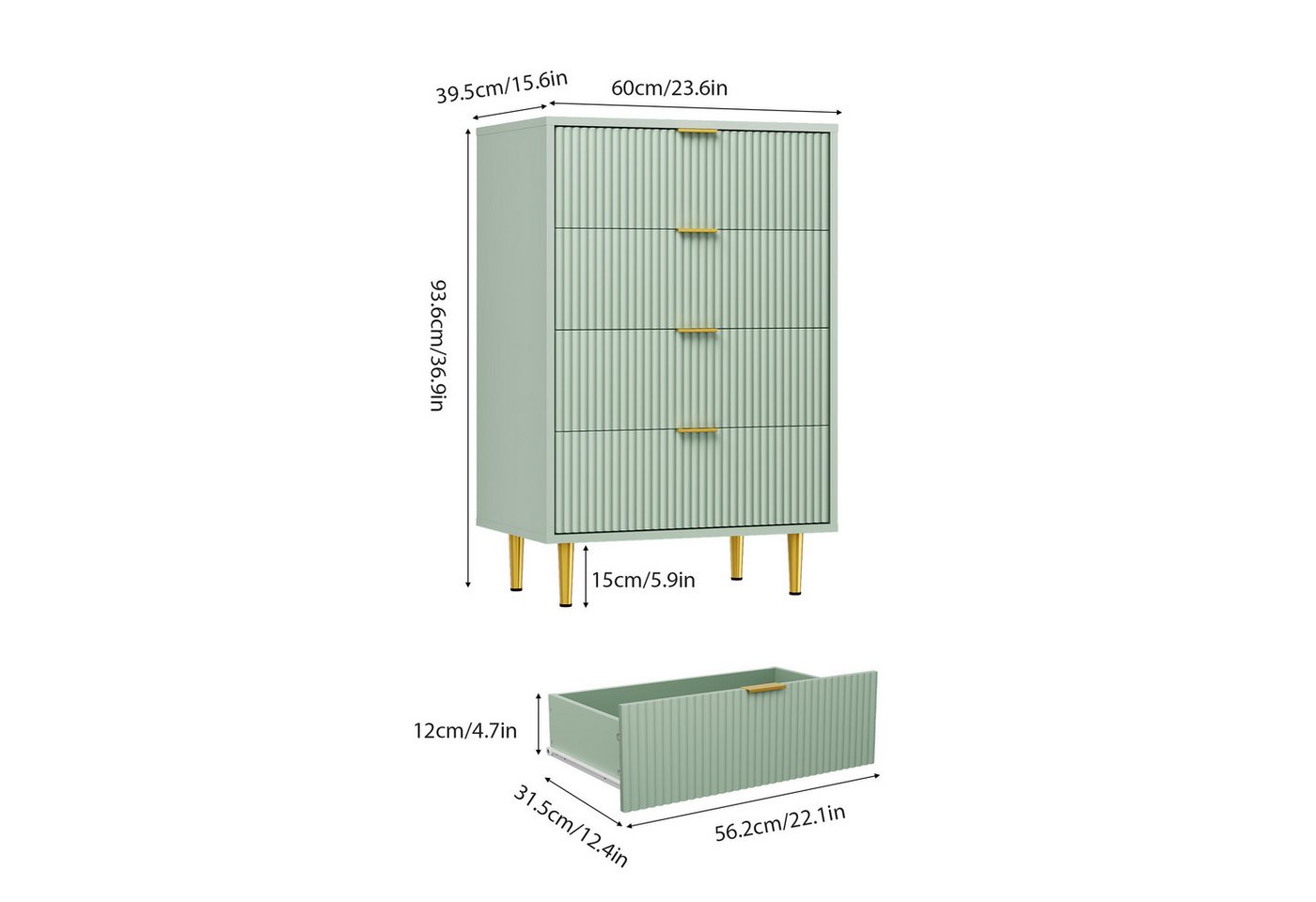 GarveeMore Kommode mit 3/ 4 / 6 Schubladen Sideboard Komodenschrank Schubladenschrank – Bild 2 von 5