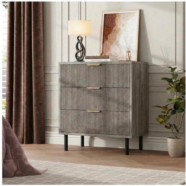 GarveeMore Kommode Kommode mit 3 Schubladen Sideboard Schubladenschrank 70x40x76cm