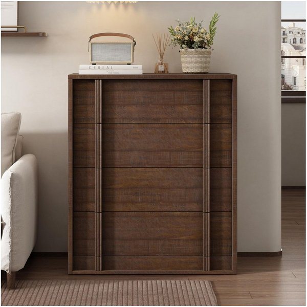 GarveeMore Kommode Moderner Nachtkommode Schubkastenkommode mit 3/4/5 Schubladen, Nachttisch aus Holz Nachtkonsole Hochkommode Lowboard Anrichte