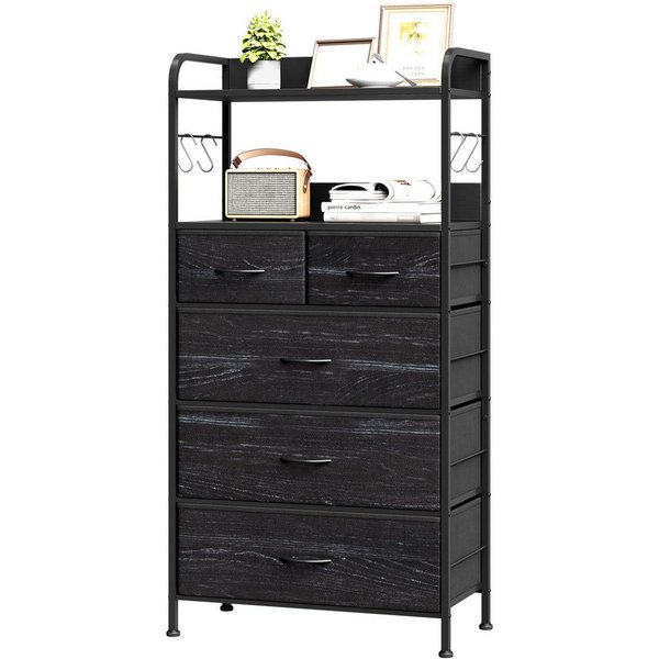 GarveeMore Kommode Schrank Aufbewahrungsschrank mit 5 Schubladen aus Stoff 60x30x120cm