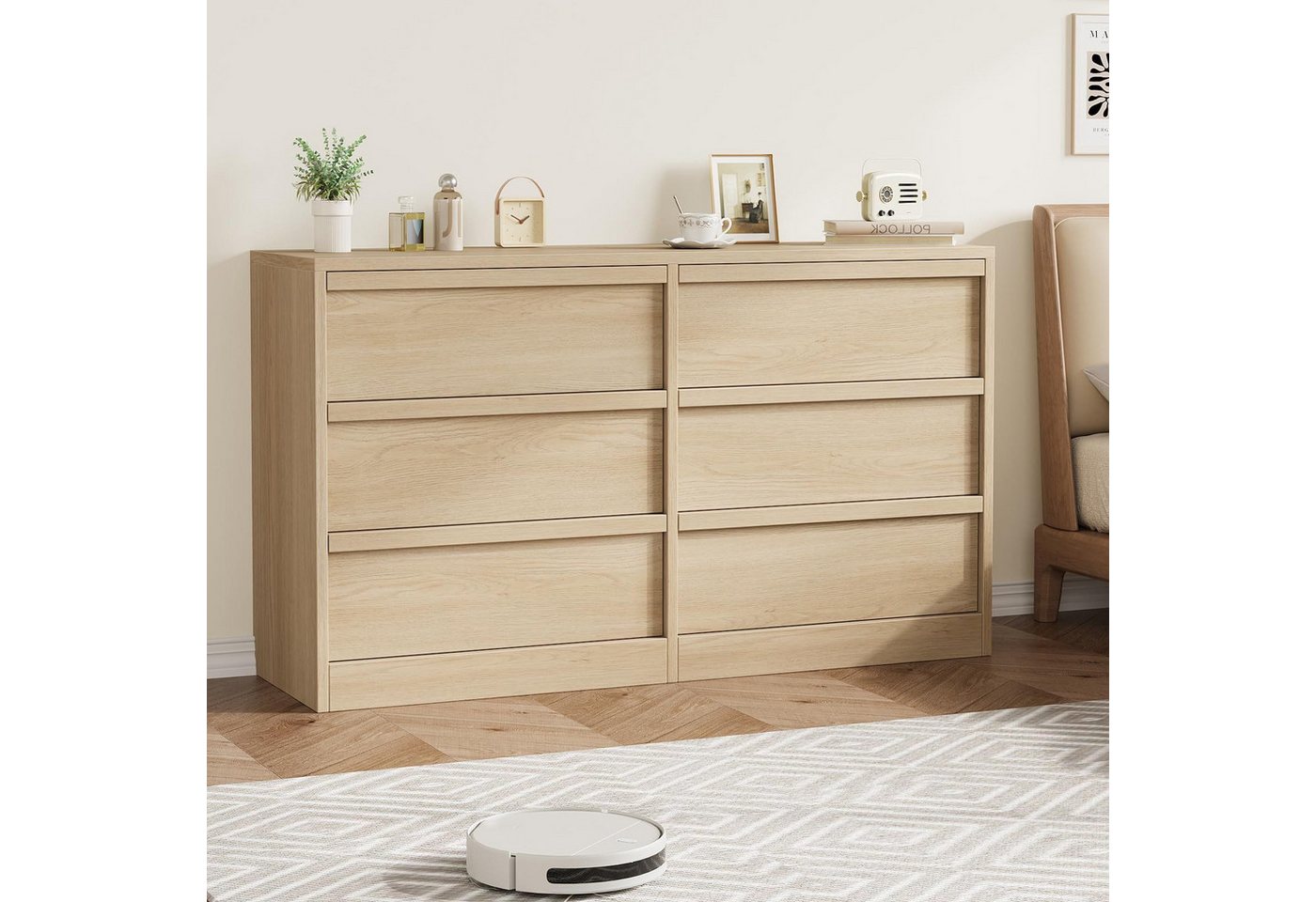 GarveeMore Kommode Stilvoll Schubkastenkommode Sideboard Kombikommode Lowboard TV-Bank, 6/7/8 Schubladen großem Stauraum Holzkommode mit großem Stauraum – Bild 2 von 5