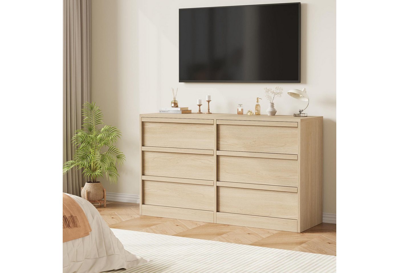 GarveeMore Kommode Stilvoll Schubkastenkommode Sideboard Kombikommode Lowboard TV-Bank, 6/7/8 Schubladen großem Stauraum Holzkommode mit großem Stauraum – Bild 5 von 5