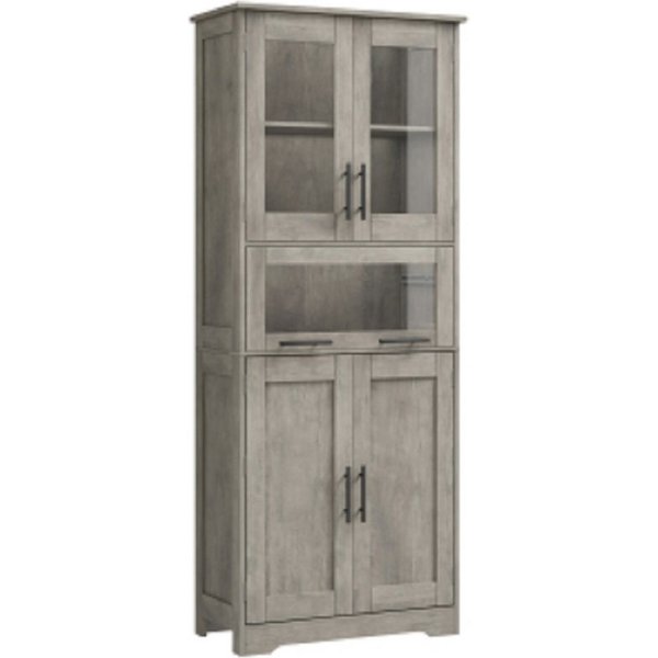 GarveeMore Küchenbuffet mit 5 Türen & 2 verstellbaren Regalen,60x30x170cm Mehrzweckschrank,Küchenschränke,für Küche und Wohnzimmer
