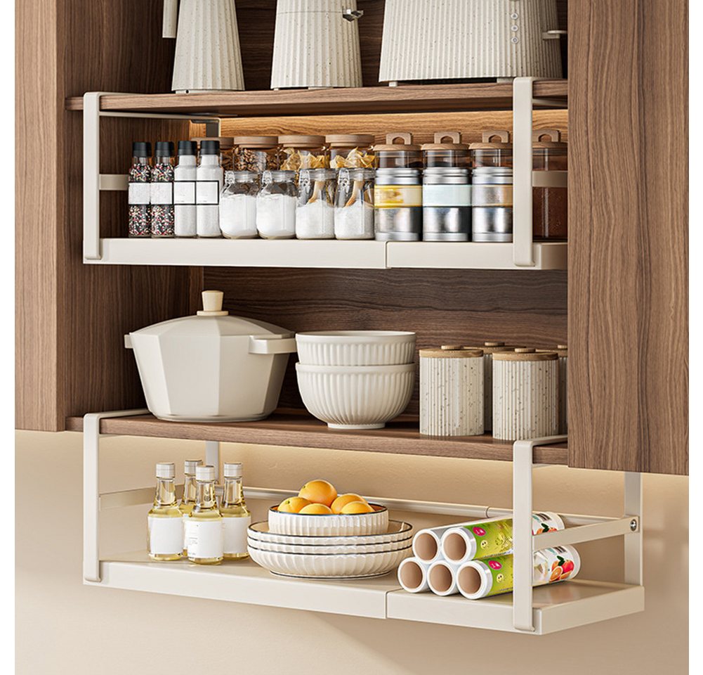 GarveeMore Küchenorganizer-Set 27-45CM Expandable unter Schrank Regal hängende Lagerung Korb Veransta, Hängender Korb zur Aufbewahrung unter dem Regal,Metall – Bild 2 von 5