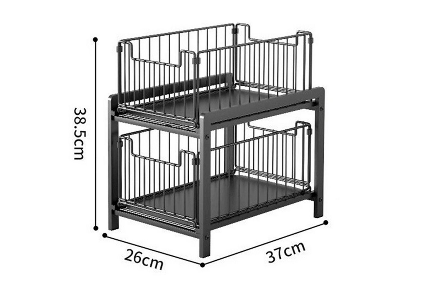 GarveeMore Küchenorganizer-Set 2Ebenen Auszug mit Schiebeschublade Kabinett Organizer Unter der Spüle, Slide-Out Stackable Under Sink Cabinet Organizer Mehrzwec – Bild 2 von 5