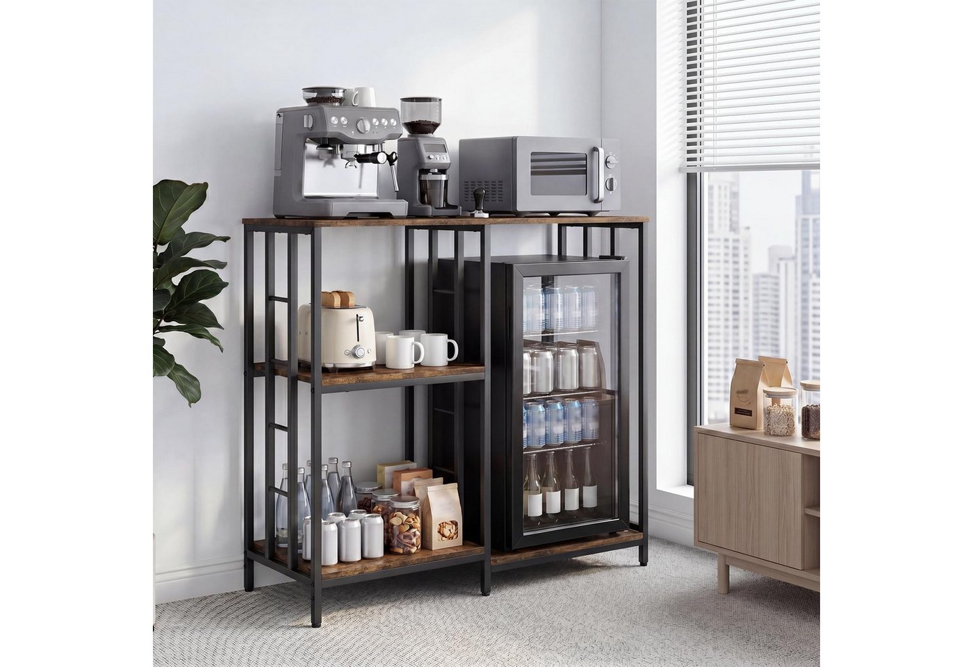 GarveeMore Küchenorganizer-Set 3-stufiger Mikrowellenständer mit Stauraum, Mehrzweckregal – Bild 2 von 3