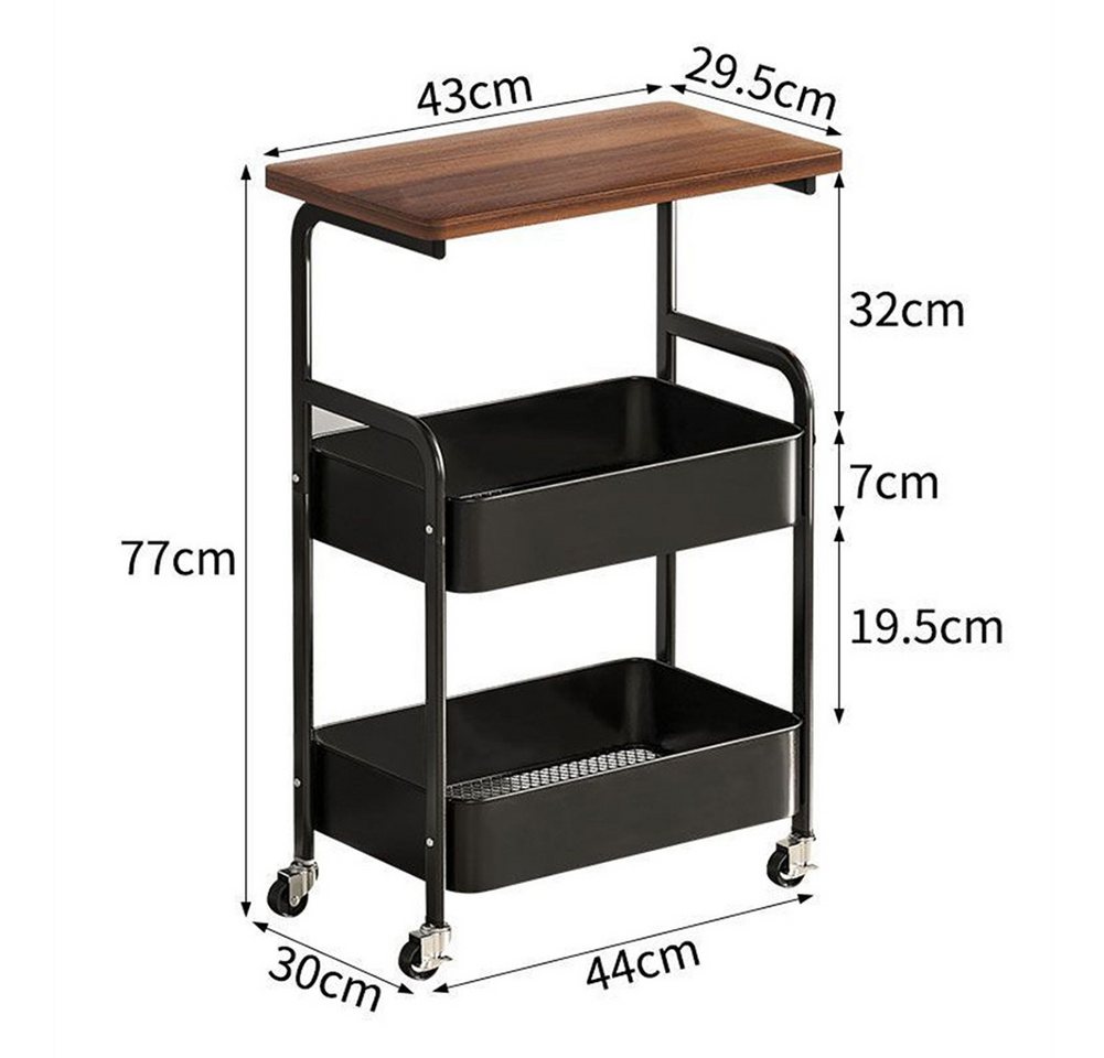 GarveeMore Küchenorganizer-Set Desktop Rolling Cart Layer Metall Praktische Aufbewahrung Organisation – Bild 3 von 3