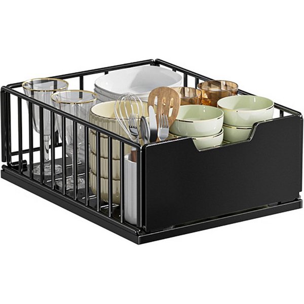 GarveeMore Küchenorganizer-Set Metall Ausziehbare Schubladen für Küchen Schrank-Organisator Ausziehen, H18/11CM W30/25CM Schubladen für die Vorratskammer Badezi