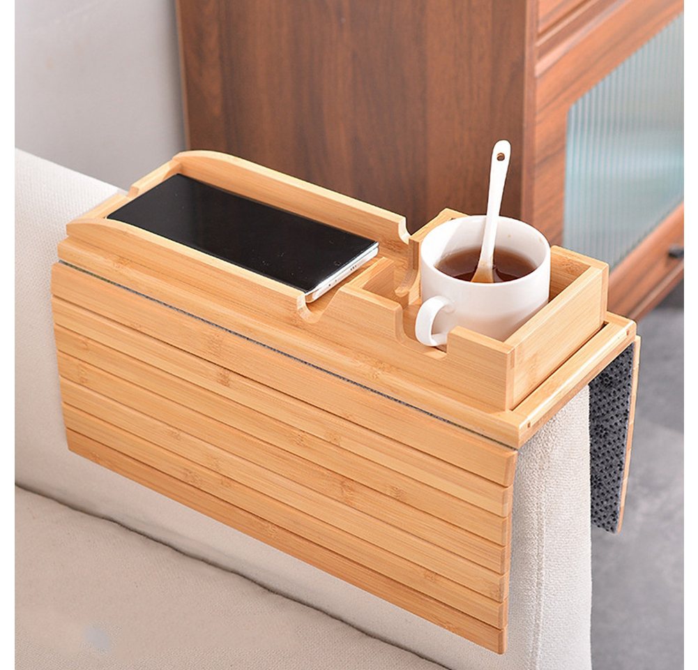 GarveeMore Küchenorganizer-Set Sofa Arm Tablett, Holz Sofa Armlehne Tablett – Bild 4 von 5