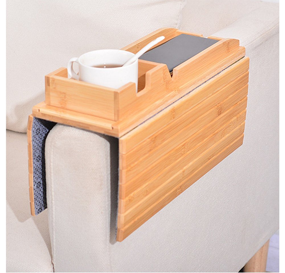 GarveeMore Küchenorganizer-Set Sofa Arm Tablett, Holz Sofa Armlehne Tablett – Bild 5 von 5