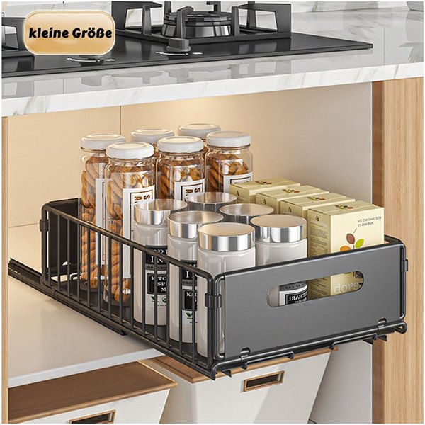 GarveeMore Küchenorganizer-Set Teleskopschublade, Faltbare Ausziehbarer Schrank Organizer, (1-tlg), Slide Out Schrank,Kein Bohren erforderlich,geeignet für Küch