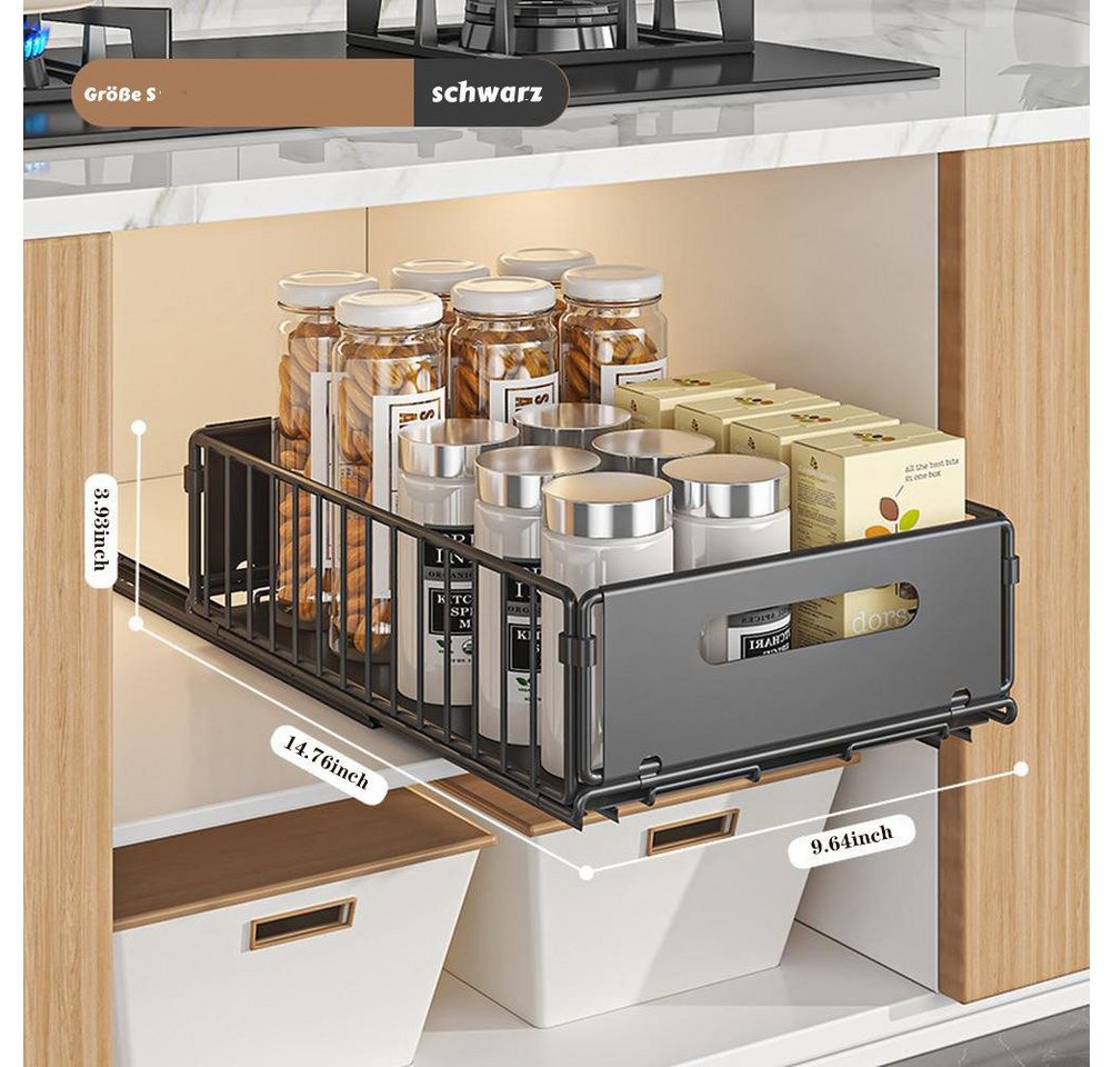 GarveeMore Küchenorganizer-Set Teleskopschublade, Faltbare Ausziehbarer Schrank Organizer, (1-tlg), Slide Out Schrank,Kein Bohren erforderlich,geeignet für Küch – Bild 2 von 5