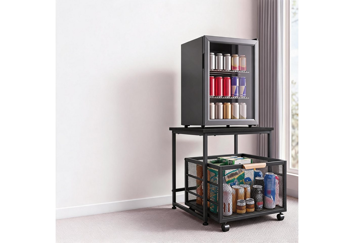GarveeMore Küchenregal Small Kühlschrank Ständer Mit Aufbewahrung Schublade Korb – Bild 5 von 5