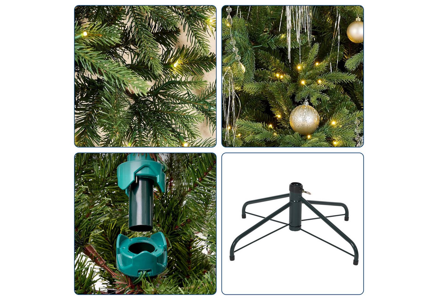 GarveeMore Künstlicher Weihnachtsbaum mit LED-Lichtern, für Innenbereich, Wohnzimmer, Büro, Schaufenster, 137/152/183/229 cm – Bild 5 von 5