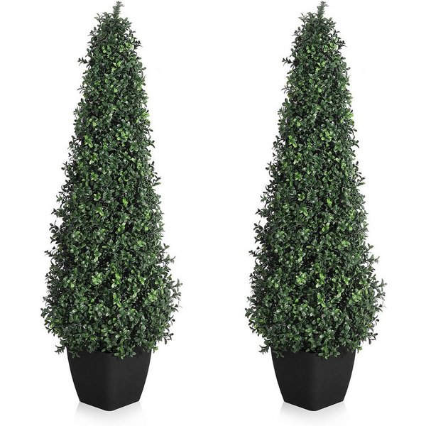 Kunstbaum 2er-Set Künstlicher Buchsbaum Kunstpflanzen künstliche Bäume, GarveeMore, Höhe 90 cm