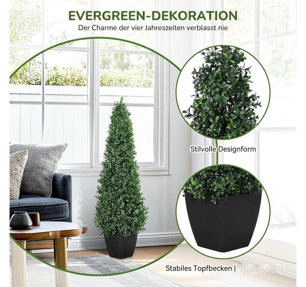 Kunstbaum 2er-Set Künstlicher Buchsbaum Kunstpflanzen künstliche Bäume, GarveeMore, Höhe 90 cm – Bild 5 von 5