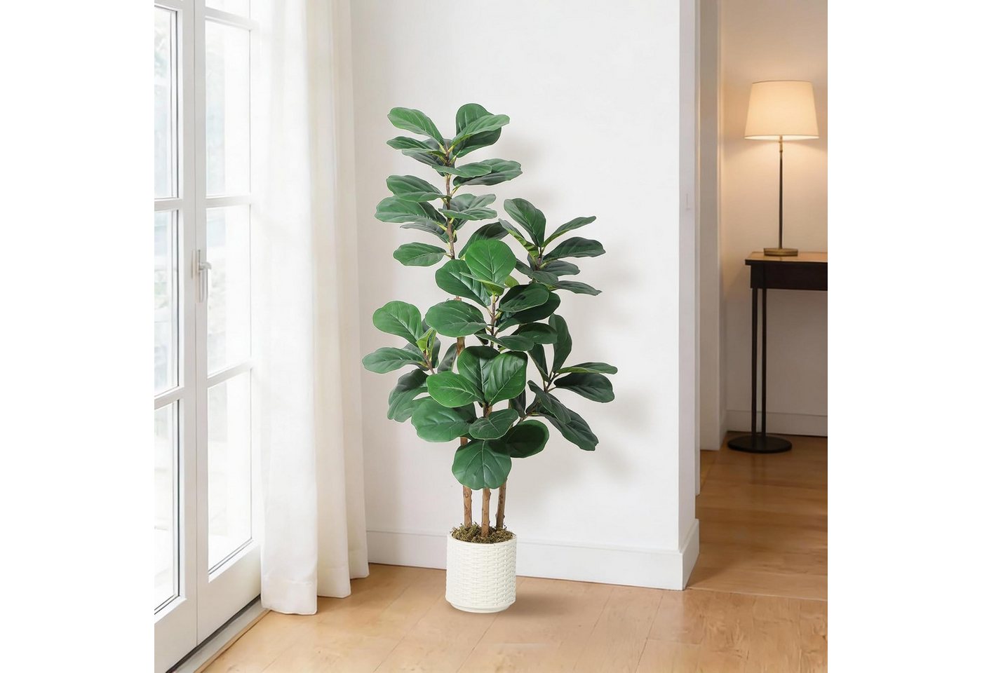 Kunstbaum Künstliche Geigenfeige, Kunstpflanzen,künstlicher Baum 122/152/182cm, GarveeMore, Höhe 122 cm – Bild 2 von 5