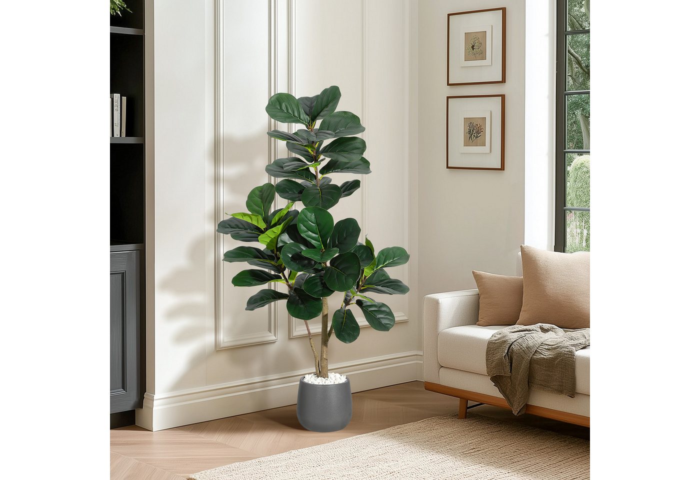 Kunstbaum Künstlicher Geigenblatt-Feigenbaum, Kunstpflanzen,künstlicher Baum, GarveeMore, Höhe 120 cm – Bild 2 von 5