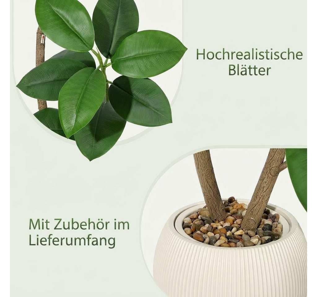 Kunstbaum Künstlicher Geigenfeigenbaum Kunstpflanzen Künstliche Zimmerpflanze, GarveeMore, Höhe 210 cm – Bild 3 von 5