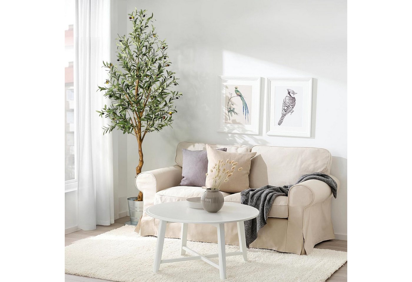 Kunstbaum Künstlicher Olivenbaum,mit mit Korb,Seidenblätter für die Dekoration, GarveeMore, Höhe 183 cm, Kunstseidenpflanze,gestalteter Kunstholzstamm und reali – Bild 5 von 5