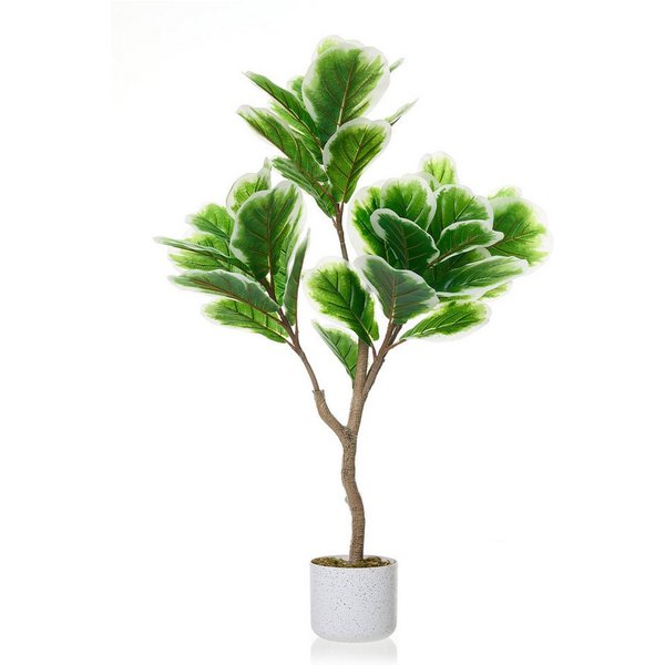 Kunstbaum Kunstpflanze Künstlicher Geigenfeigenbaum mit Ziertopf Künstlicher Ficus Lyrata, GarveeMore, Höhe 100 cm, 100/115/155cm