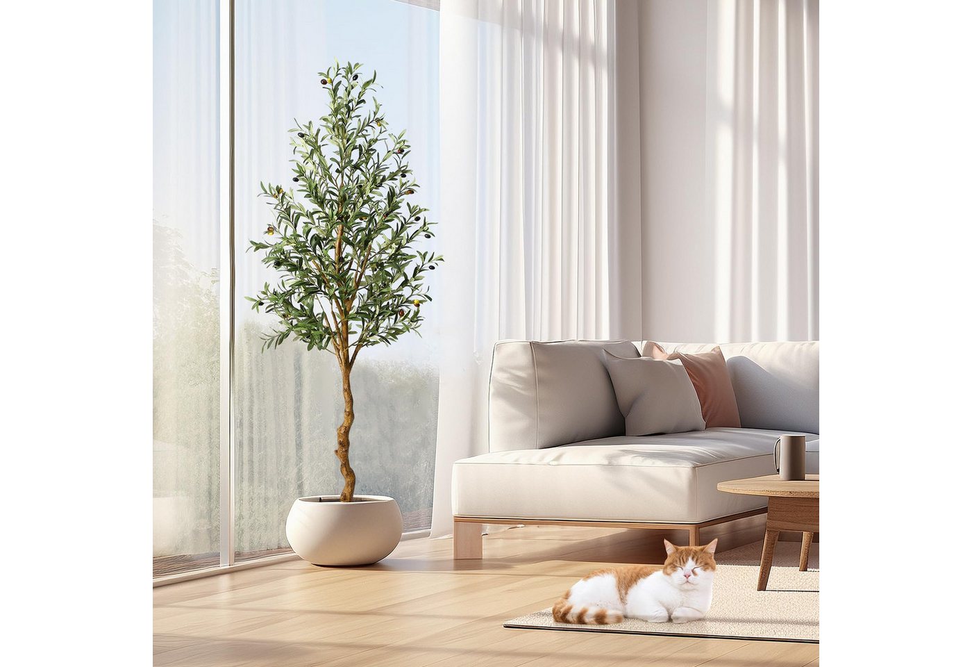 Kunstbaum Olivenbaum Künstlich, Künstliche Pflanzen Groß Olivenbaumpflanze, GarveeMore, Höhe 150 cm – Bild 4 von 5