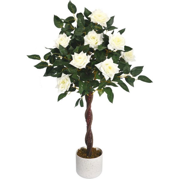 Kunstblume Künstliche, Kunstpflanze Rosenbaum Deko, Rosenpflanzen im Topf, GarveeMore, Höhe 90 cm, Groß 90cm/80cm/120cm Kunstbaum für Hochzeitstisch, Wohnzimmer