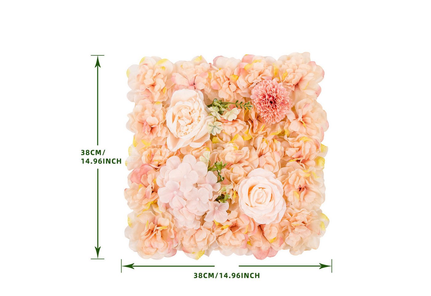 Kunstblumenstrauß 12er-Pack Real Touch-Seidenblumen für Wand- und Tischdekoration, GarveeMore, 38x38cm/pc 3D-Seidenhortensien Rosen-Blumenpaneel als Fotohinterg – Bild 2 von 5