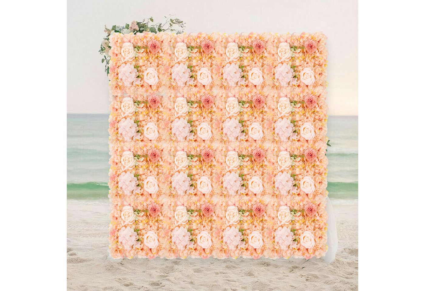 Kunstblumenstrauß 12er-Pack Real Touch-Seidenblumen für Wand- und Tischdekoration, GarveeMore, 38x38cm/pc 3D-Seidenhortensien Rosen-Blumenpaneel als Fotohinterg – Bild 5 von 5