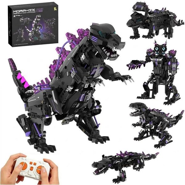 GarveeMore Lernspielzeug 5-in-1 Programmierbarer Dinosaurier Roboter Bausatz