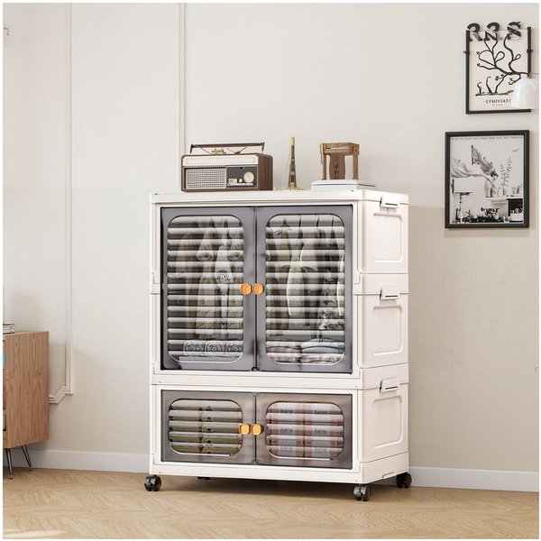 GarveeMore Mehrzweckschrank Kunststoff Mehrschichtig Kleiderschrank Haushalt Klamotten Schrank Box 79x60x35cm Kostenlose Installation Baby Kleiderschrank Klappb