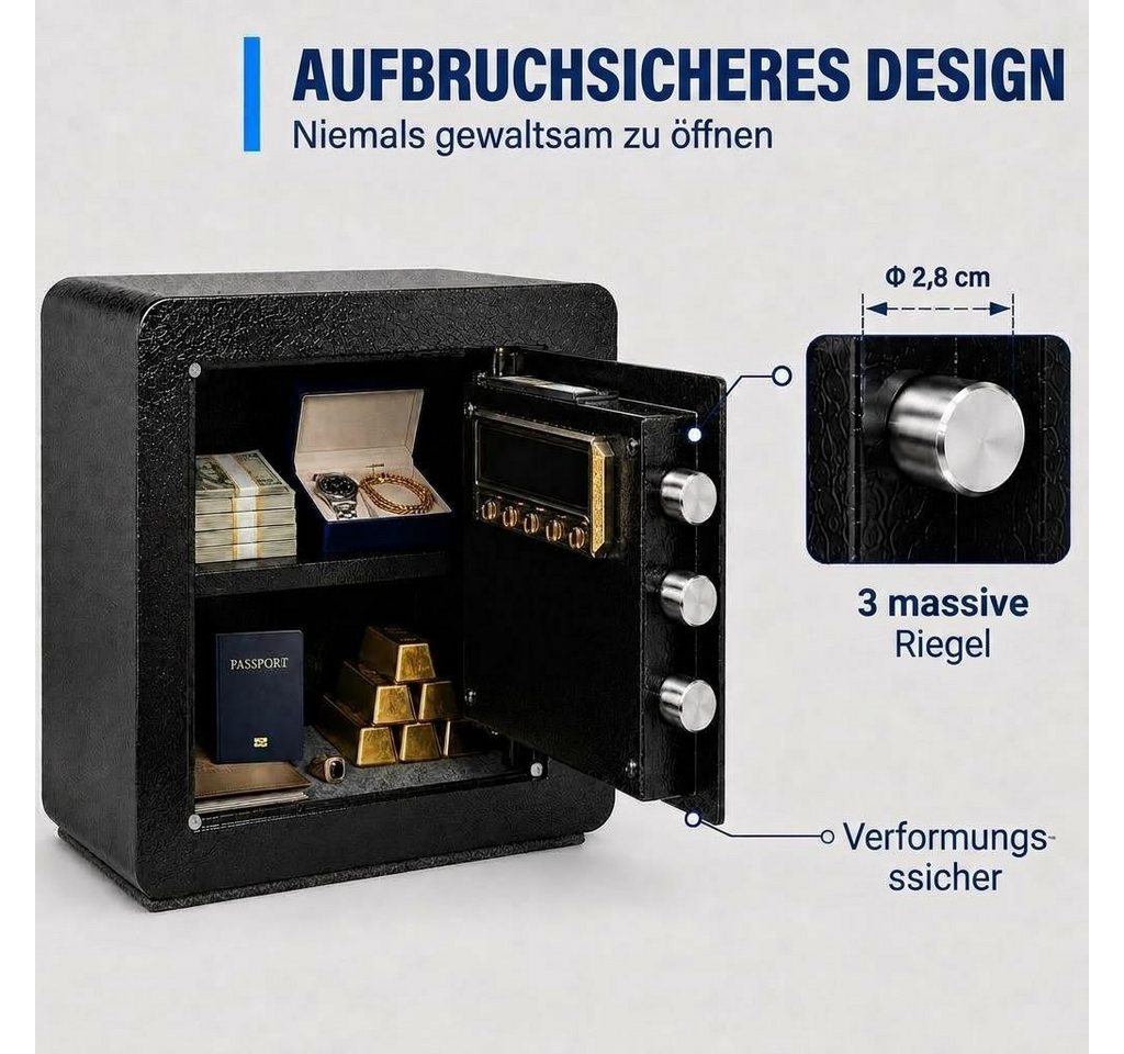 GarveeMore Möbeltresor Stahltresor, 1,2 Kubikfuß (ca. 34 Liter) Sicherheits-Safe, Digitales Tastenfeld, herausnehmbarer Einlegeboden, Alarmsystem – Bild 3 von 5