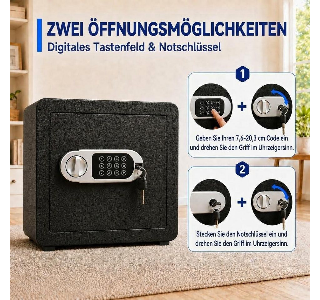 GarveeMore Möbeltresor Stahltresor, 1,2 Kubikfuß (ca. 34 Liter) Sicherheits-Safe, Digitales Tastenfeld, herausnehmbarer Einlegeboden, Alarmsystem – Bild 5 von 5