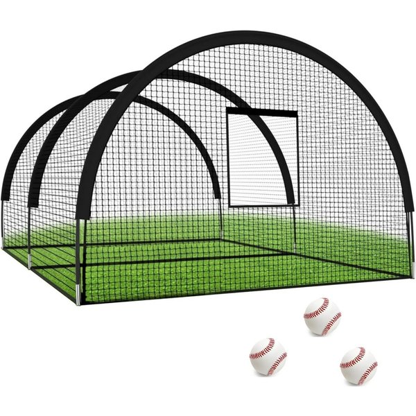 GarveeMore Multifunktionsnetz Baseball Schlagkäfig Netz 10*3.65*2.4m Tragbarer Baseballkäfig-Netz