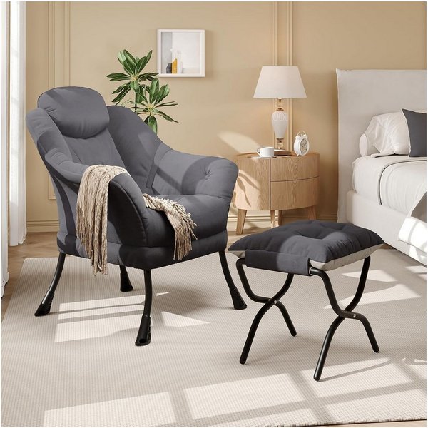 GarveeMore Ohrensessel mit klappbarem FußHocker,bequeme Lounge-Sessel, Relaxsessel für kleine Wohnungen,Wohnzimmer und Schlafzimmer