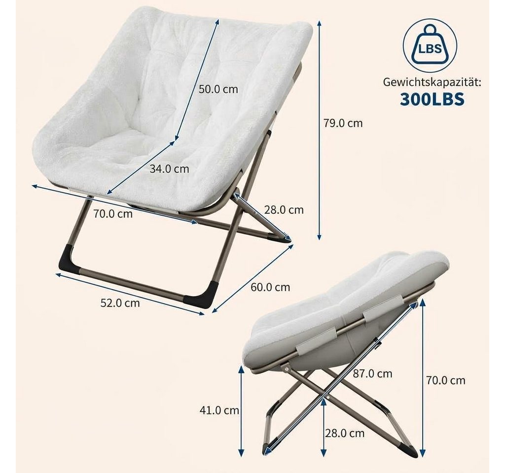 GarveeMore Ohrensessel Relaxsessel Klappsessel Sessel Belastbarkeit 136kg – Bild 3 von 5