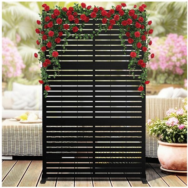 GarveeMore Paravent Garten Privatsphäre Bildschirm mit Ständer 198x122cm Metallteiler