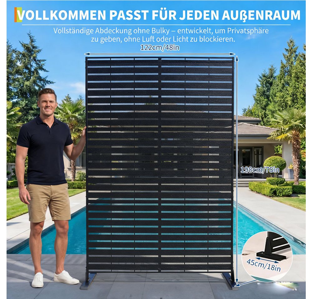 GarveeMore Paravent Garten Privatsphäre Bildschirm mit Ständer 198x122cm Metallteiler – Bild 5 von 5