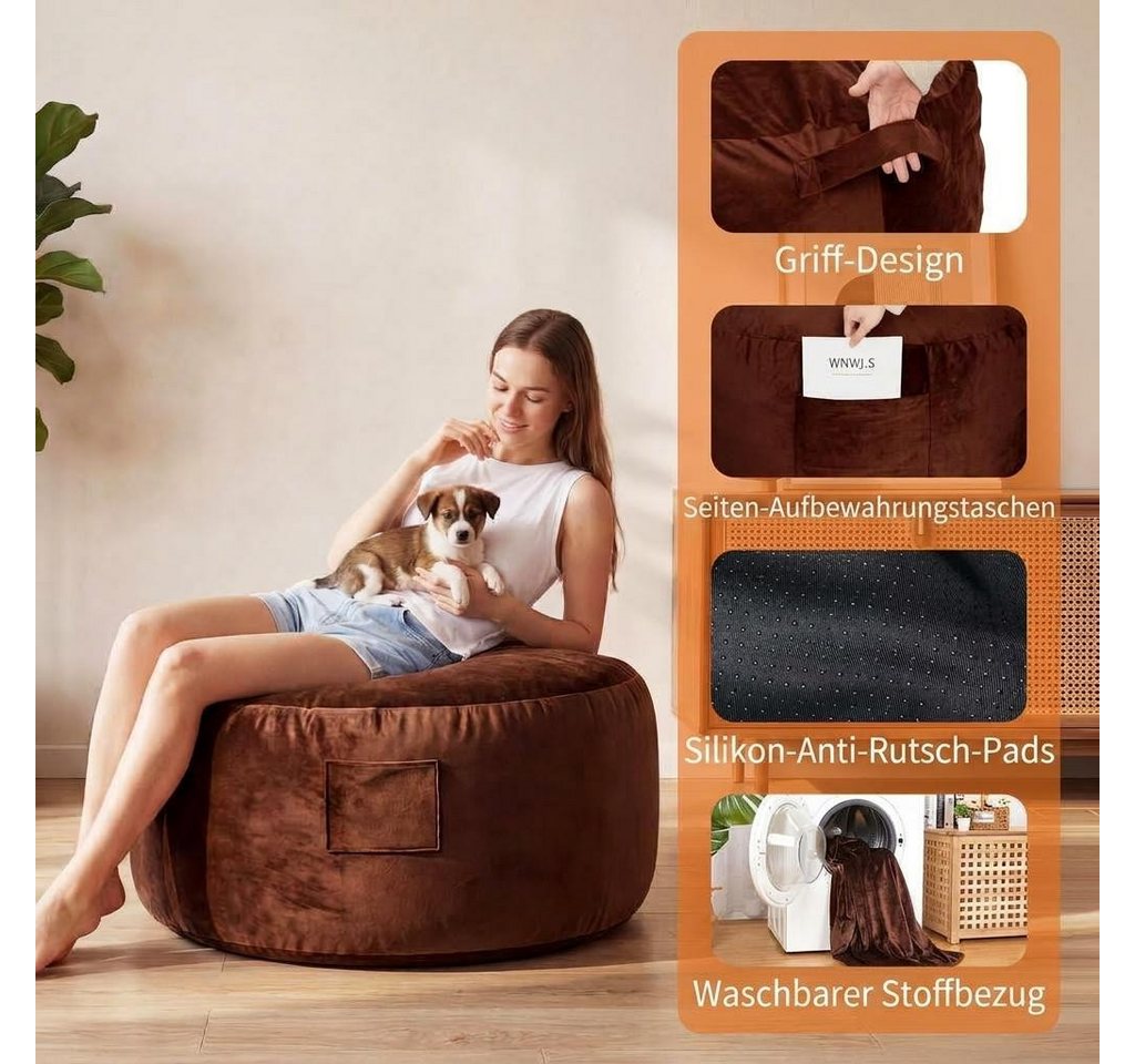 GarveeMore Relaxsessel 3-in-1 Sitzsack Bett mit Memory-Schaum, waschbar, rutschfest, multifunktional für Wohnzimmer & Jugendzimmer, Sitzsack Bett – Bild 5 von 5