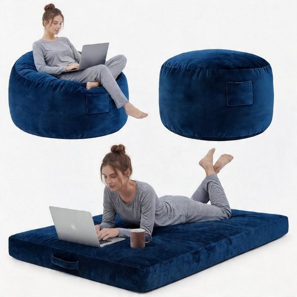 GarveeMore Relaxsessel 3-in-1 Sitzsack Bett mit Memory-Schaum, waschbar, rutschfest, multifunktional für Wohnzimmer & Jugendzimmer, Sitzsack Bett