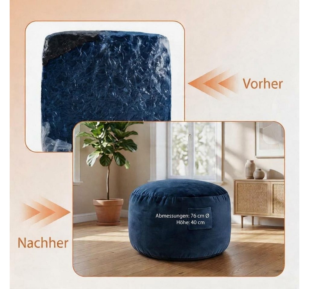 GarveeMore Relaxsessel 3-in-1 Sitzsack Bett mit Memory-Schaum, waschbar, rutschfest, multifunktional für Wohnzimmer & Jugendzimmer, Sitzsack Bett – Bild 4 von 5