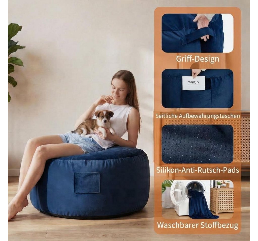 GarveeMore Relaxsessel 3-in-1 Sitzsack Bett mit Memory-Schaum, waschbar, rutschfest, multifunktional für Wohnzimmer & Jugendzimmer, Sitzsack Bett – Bild 5 von 5