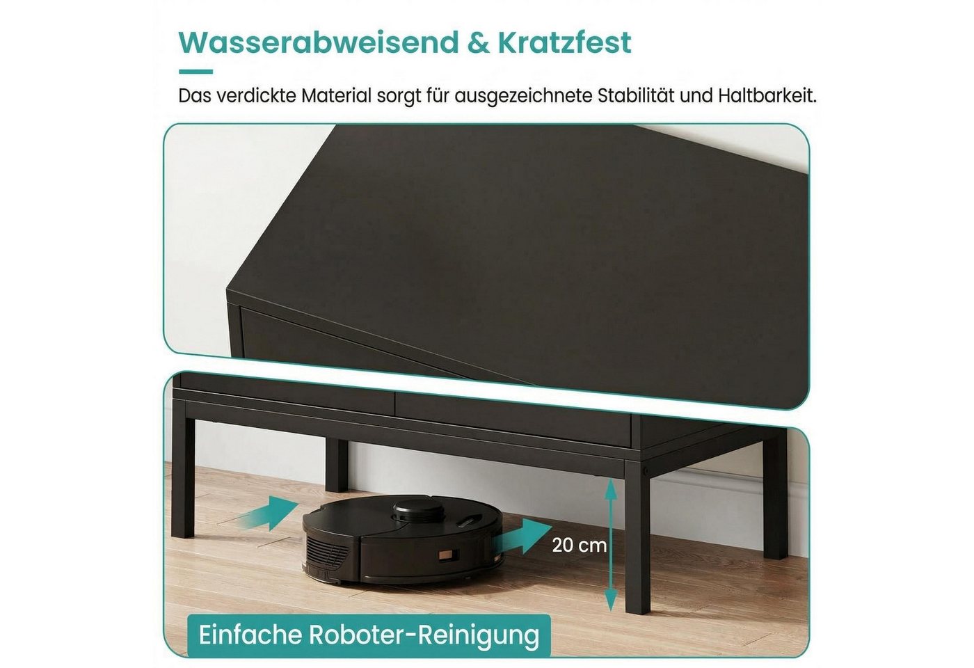 GarveeMore Sideboard Küchenschrank,mit 2 Türen aus Rattan, Kommode,mit Einlegeboden,Buffetschrank,83x80x40cm – Bild 4 von 5