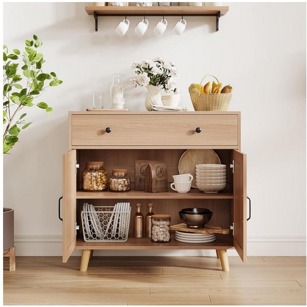 GarveeMore Sideboard mit Stauraum,Buffet mit Schubladen und Türen für Wohnzimmer,Küche, Kaffeebar-Schrank,Konsolentisch,83x40x77.5cm