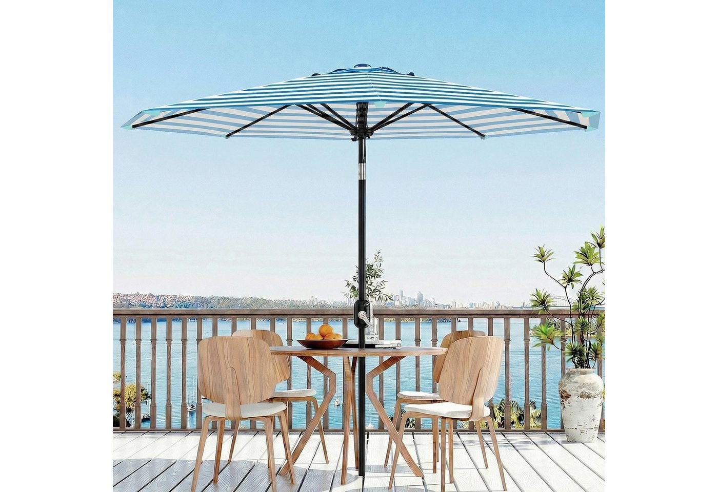 GarveeMore Sonnenschirm Gartenschirm 2,7 m, Outdoor Terrassenschirm mit UPF 50+ UV-Schutz, wasserdichte und farbbeständige Bespannung,Sonnenschirm mit 8 Streben – Bild 4 von 5