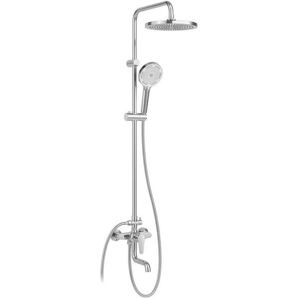 GarveeMore Stangenbrause-Set Modernes Regendusche Duschsystem ohne Armatur – Edelstahl Duschsäule, mit 25 cm Rundkopf, höhenverstellbar – Komplettes Badzubehör 