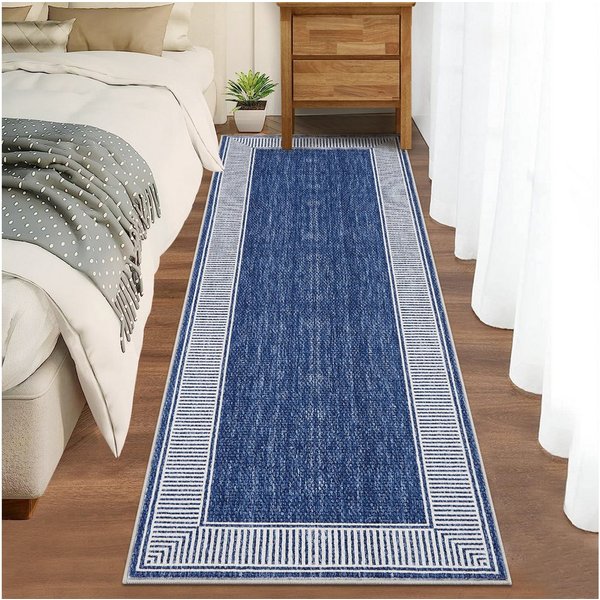 GarveeMore Teppich, rechteckig, Höhe: 7 mm, Moderner Teppich mit geometrischem Bordüren- und Eckdesign