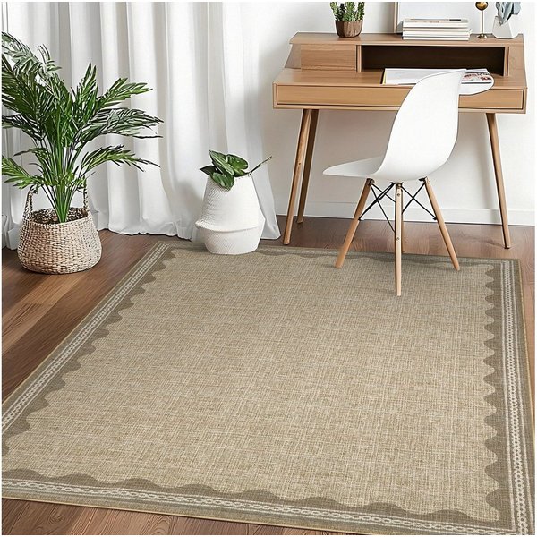 GarveeMore Teppich Doora, rechteckig, Höhe: 7 mm, mit besonders weichem Flor, Kurzflor, modern, wellenförmiger Bordüre
