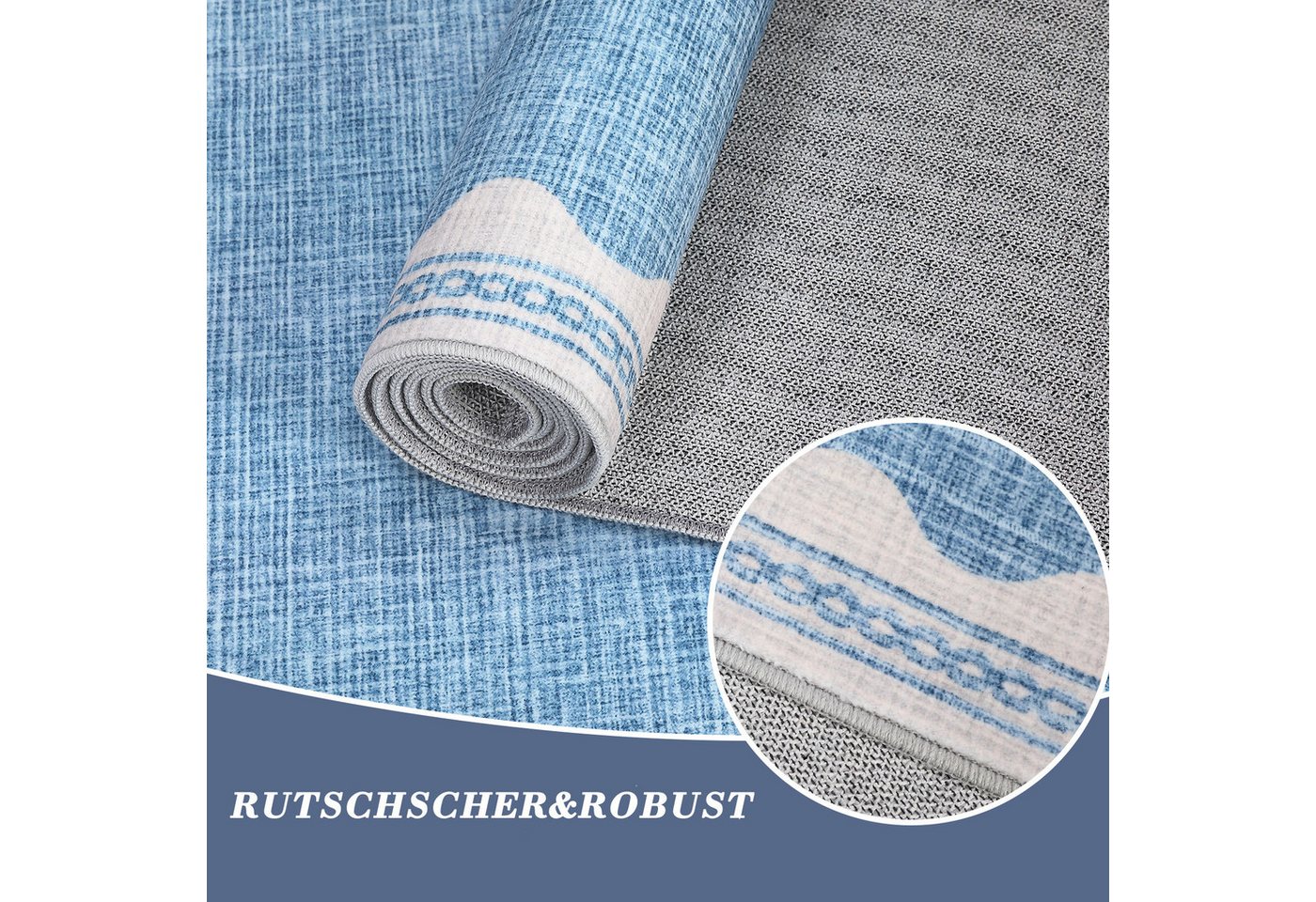 GarveeMore Teppich Doora, rechteckig, Höhe: 7 mm, mit besonders weichem Flor, Kurzflor, modern, wellenförmiger Bordüre – Bild 2 von 5