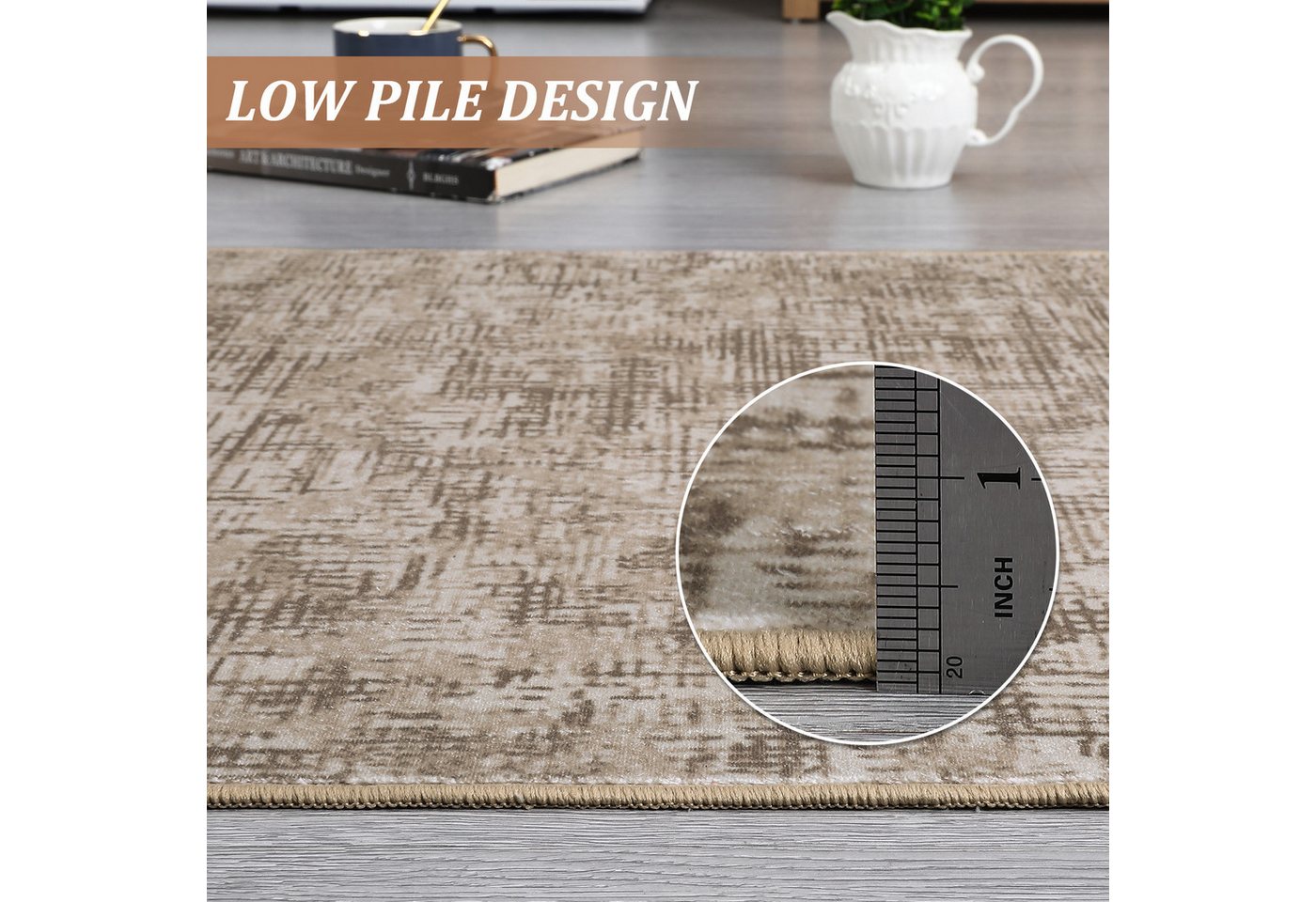 GarveeMore Teppich, rechteckig, Höhe: 7 mm, Teppich Wohnzimmer Moderner Einfarbig Kurzflor Waschbarer – Bild 5 von 5